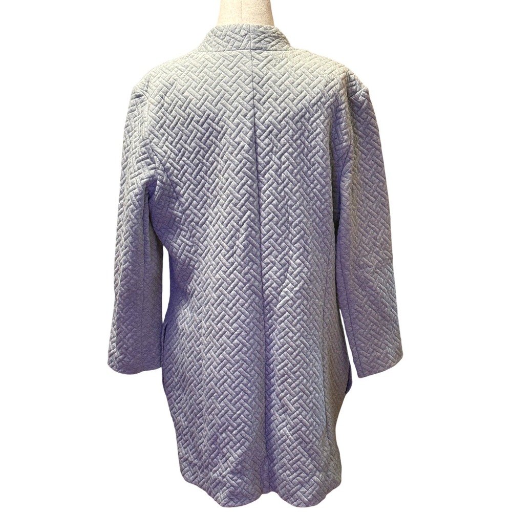 Westport‎ Quilted Open Front Long Sleeve Cardigan Sweater Light Gray Women's M - Picture 3 of 8